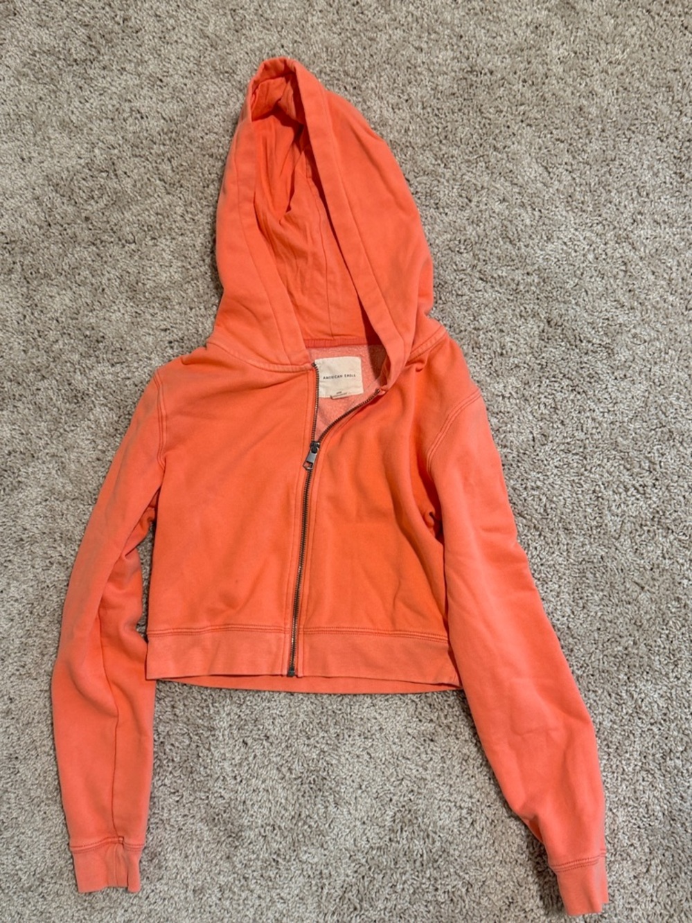 American Eagle Outfitters Kids Orange Cropped Zip Hoodie